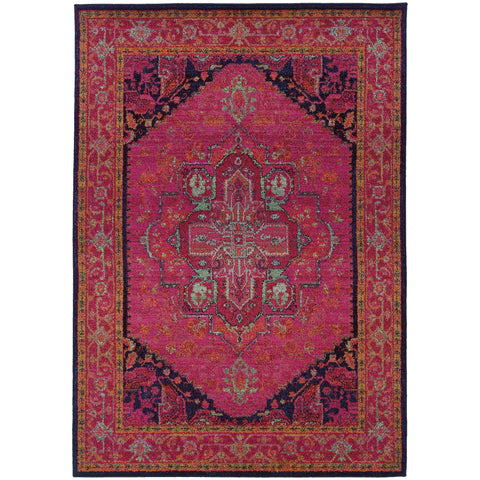 Image of Oriental Weavers Kaleidoscope 1332S 2' 7" X 10' 0" Traditional Pink Navy Oriental Runner Rug-Wanderlust Rugs