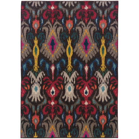 Image of Oriental Weavers Kaleidoscope 502X5 2' 7" X 10' 0" Casual Charcoal Multi Abstract Runner Rug-Wanderlust Rugs