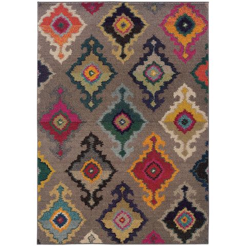 Image of Oriental Weavers Kaleidoscope 5990E 2' 7" X 10' 0" Casual Grey Multi Tribal Runner Rug-Wanderlust Rugs