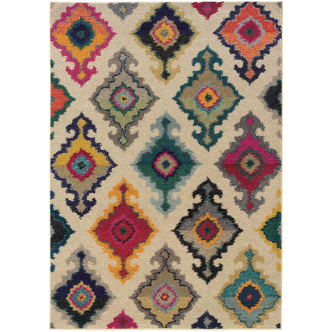 Image of Oriental Weavers Kaleidoscope 5990Y 2' 7" X 10' 0" Casual Ivory Multi Tribal Runner Rug-Wanderlust Rugs