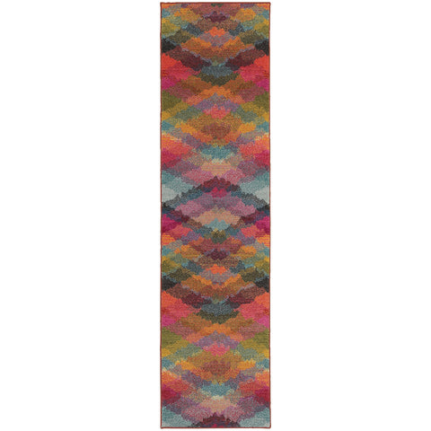 Oriental Weavers Kaleidoscope 631X5 2' 7" X 10' 0" Casual Multi Pink Geometric Runner Rug-Wanderlust Rugs