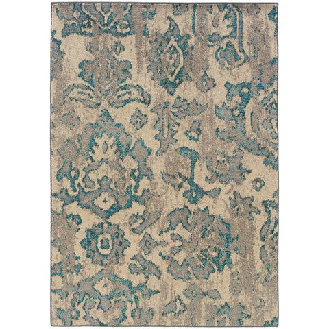 Image of Oriental Weavers Kaleidoscope 8023Y 2' 7" X 10' 0" Casual Ivory Blue Floral Runner Rug-Wanderlust Rugs