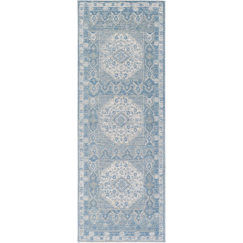 Image of Surya Kilim Traditional Denim, White, Cream Rugs KLM-2309