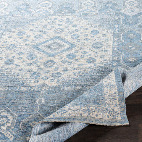 Image of Surya Kilim Traditional Denim, White, Cream Rugs KLM-2309