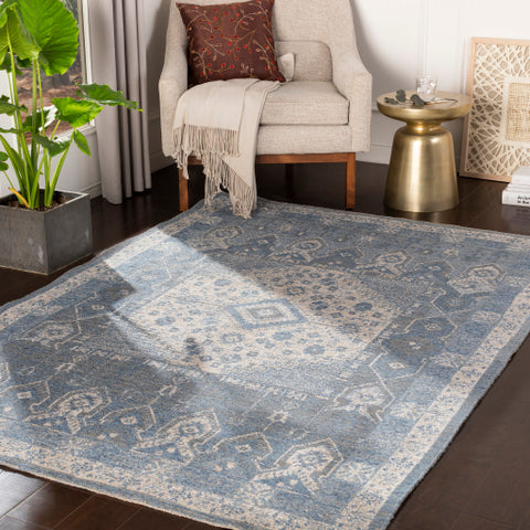 Image of Surya Kilim Traditional Denim, White, Cream Rugs KLM-2309