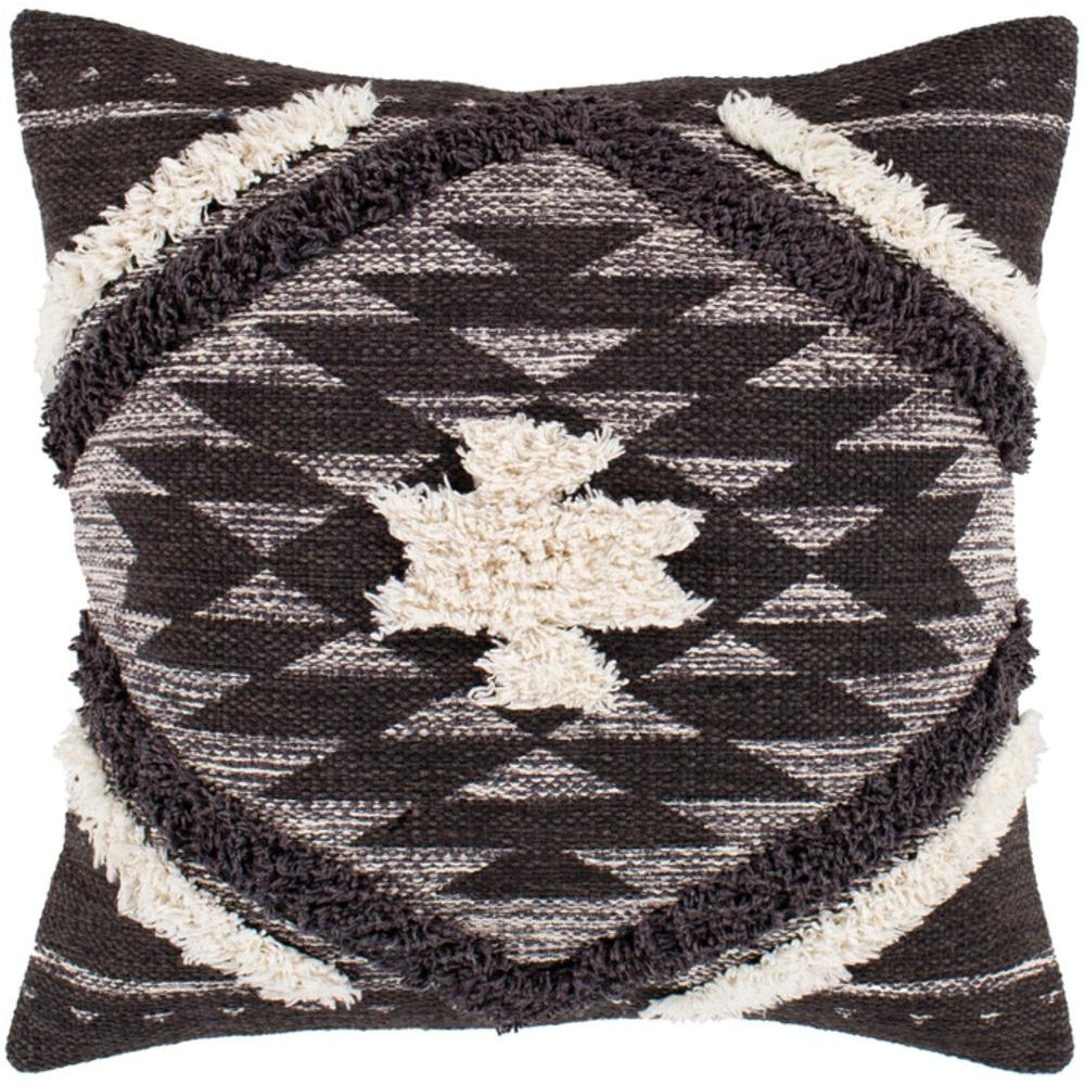 Surya Lachlan Bohemian/Global Dark Brown, Black, Cream, Charcoal, Medium Gray Pillow Cover LCH-001-Wanderlust Rugs