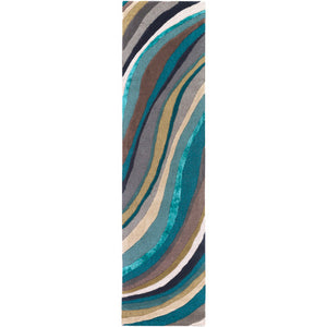 Surya Lounge Modern Teal, Aqua, Taupe, Cream, Dark Brown, Ink Rugs LGE-2293