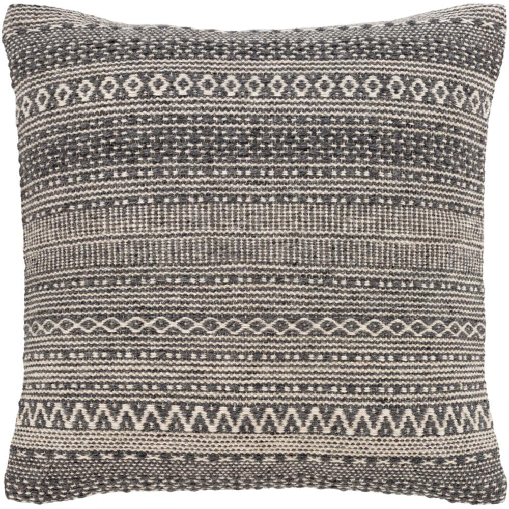 Surya Leif Texture Charcoal, White Pillow Cover LIF-005-Wanderlust Rugs