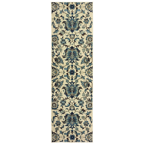 Image of Oriental Weavers Linden 7811A 1'10" X 3' 0" Casual Ivory Blue Floral Rug-Wanderlust Rugs