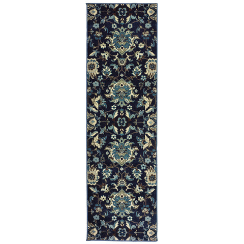 Image of Oriental Weavers Linden 7811B 1'10" X 3' 0" Casual Navy Blue Floral Rug-Wanderlust Rugs