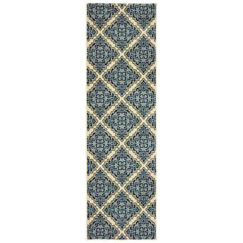 Image of Oriental Weavers Linden 7816B 1'10" X 3' 0" Casual Ivory Blue Medallion Rug-Wanderlust Rugs