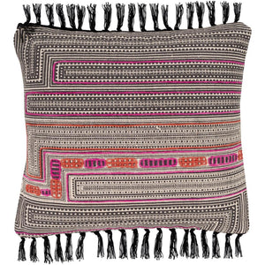 Surya Lola Bohemian/Global Black, Bright Pink, Coral, Cream Pillow Cover LL-012-Wanderlust Rugs