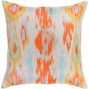 Surya Liberty Bohemian/Global Bright Orange, Khaki, Light Gray, Aqua, Saffron, Lilac, Taupe Pillow Cover LTY-001-Wanderlust Rugs