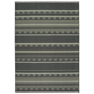 Oriental Weavers Luna 1802K 2' 3" X 7' 6" Casual Black Ivory Stripe Runner Rug-Wanderlust Rugs