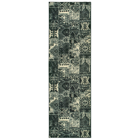 Image of Oriental Weavers Luna 1804K 2' 3" X 7' 6" Casual Black Ivory Tribal Runner Rug-Wanderlust Rugs