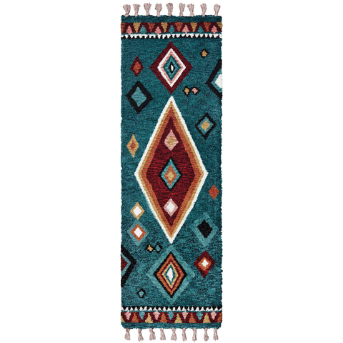 Image of Oriental Weavers Madison 61402 2' 6" X 8' Casual Blue Pink Tribal Runner Rug-Wanderlust Rugs