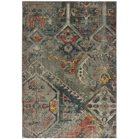 Image of Oriental Weavers Mantra 001X7 2' 3" X 7' 6" Casual Grey Multi Tribal Runner Rug-Wanderlust Rugs