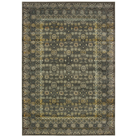 Image of Oriental Weavers Mantra 507N7 2' 3" X 7' 6" Traditional Grey Gold Floral Runner Rug-Wanderlust Rugs