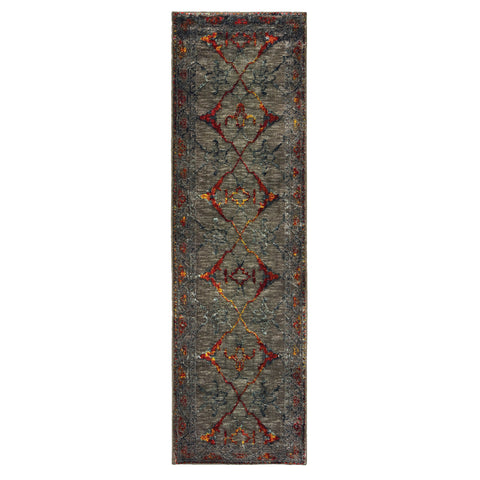 Image of Oriental Weavers Mantra 5502D 2' 3" X 7' 6" Contemporary Grey Red Tribal Runner Rug-Wanderlust Rugs