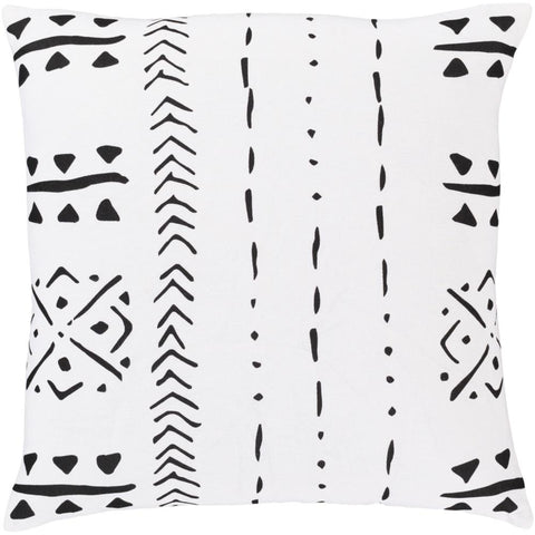 Surya Mud Cloth Bohemian/Global White, Black Pillow Cover MDC-001-Wanderlust Rugs