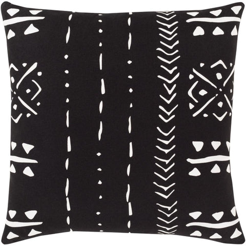 Surya Mud Cloth Bohemian/Global Black, White Pillow Cover MDC-002-Wanderlust Rugs