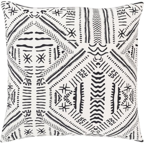 Surya Mud Cloth Bohemian/Global White, Black Pillow Cover MDC-003-Wanderlust Rugs