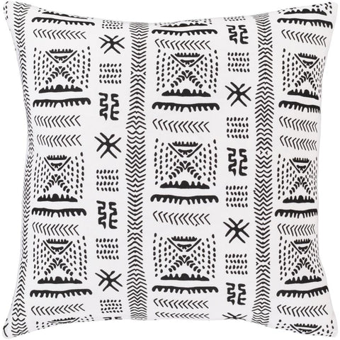 Surya Mud Cloth Bohemian/Global White, Black Pillow Cover MDC-005-Wanderlust Rugs