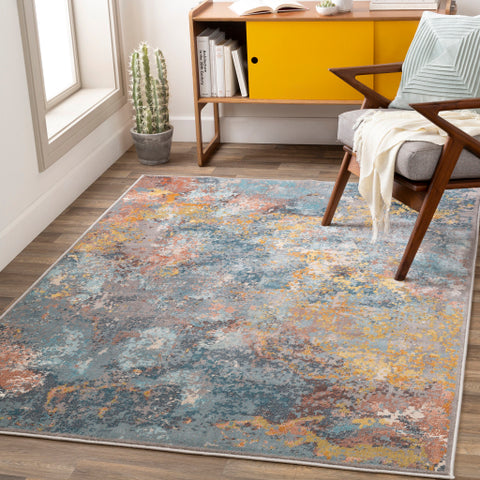 Image of Surya Mediterranean Modern Aqua, Dark Blue, Terracotta, Ivory, Saffron, Tan Rugs MIE-1005