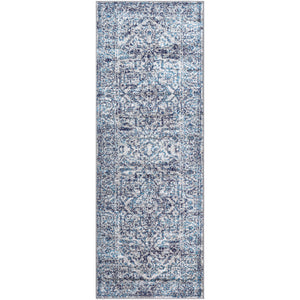 Surya Monte Carlo Traditional Navy, White, Charcoal, Light Gray, Sky Blue Rugs MNC-2301