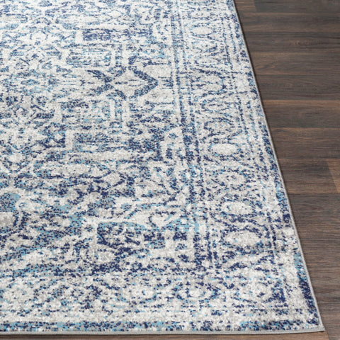 Image of Surya Monte Carlo Traditional Navy, White, Charcoal, Light Gray, Sky Blue Rugs MNC-2301