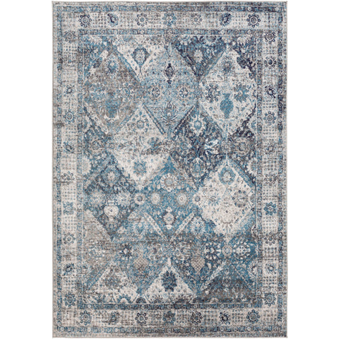 Image of Surya Monte Carlo Traditional Sky Blue, Navy, Charcoal, Light Gray, White Rugs MNC-2317