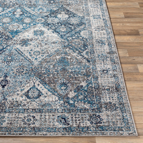 Image of Surya Monte Carlo Traditional Sky Blue, Navy, Charcoal, Light Gray, White Rugs MNC-2317