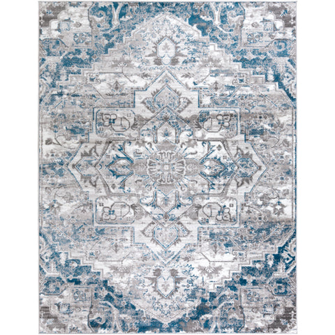 Image of Surya Monte Carlo Traditional Sky Blue, Light Gray, Charcoal, White Rugs MNC-2318