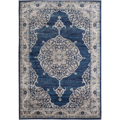 Image of Surya Monte Carlo Traditional Navy, Sky Blue, Charcoal, Light Gray Rugs MNC-2322