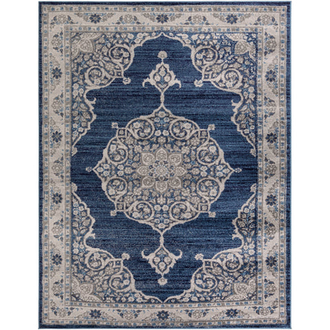 Image of Surya Monte Carlo Traditional Navy, Sky Blue, Charcoal, Light Gray Rugs MNC-2322