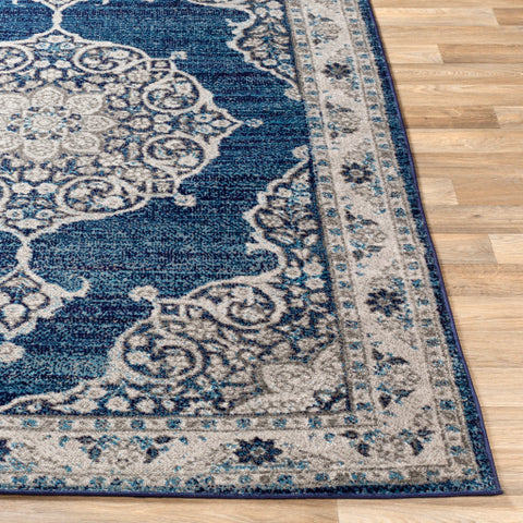 Image of Surya Monte Carlo Traditional Navy, Sky Blue, Charcoal, Light Gray Rugs MNC-2322