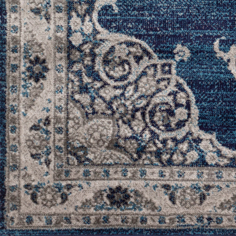 Image of Surya Monte Carlo Traditional Navy, Sky Blue, Charcoal, Light Gray Rugs MNC-2322