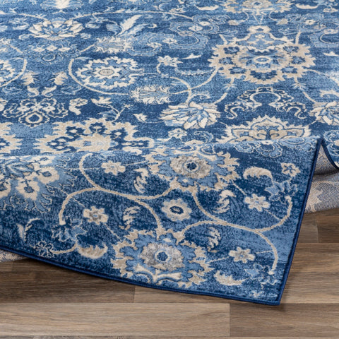 Image of Surya Monaco Traditional Bright Blue, Navy, Cream, Khaki, Silver Gray, Medium Gray Rugs MOC-2307