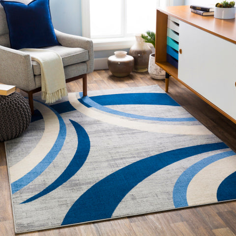 Image of Surya Monaco Modern Navy, Bright Blue, Silver Gray, Medium Gray, Cream Rugs MOC-2320