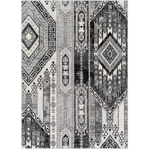 Image of Surya Monaco Global Black, Medium Gray, Silver Gray, Cream Rugs MOC-2325