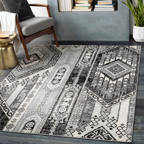 Image of Surya Monaco Global Black, Medium Gray, Silver Gray, Cream Rugs MOC-2325