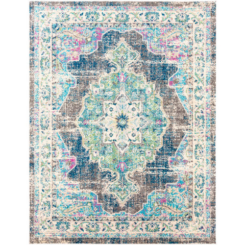 Image of Surya Morocco Traditional Navy, Teal, Pale Blue, Charcoal, Fuschia, Light Gray, Grass Green, Bright Orange, Saffron, Bright Yellow, Camel, Beige, White Rugs MRC-2304