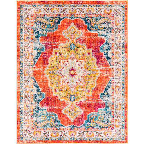 Image of Surya Morocco Traditional Bright Orange, Coral, Teal, Navy, Fuschia, Saffron, Bright Yellow, Pale Blue, Light Gray, Camel, Bright Red, Beige, White Rugs MRC-2306