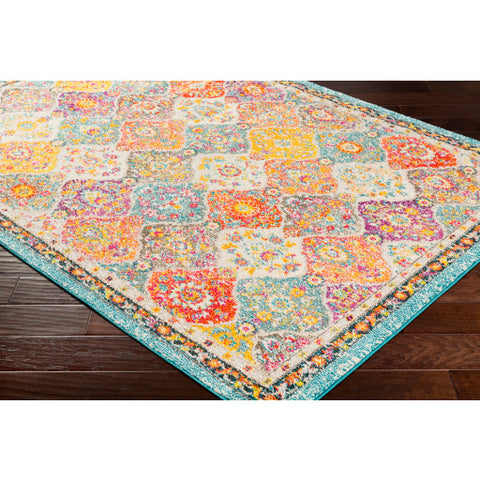 Image of Surya Morocco Traditional Teal, Pale Blue, Bright Orange, Fuschia, Saffron, Bright Yellow, Light Gray, Bright Red, Coral, Grass Green, Camel, Charcoal, Dark Brown, Beige, White Rugs MRC-2313