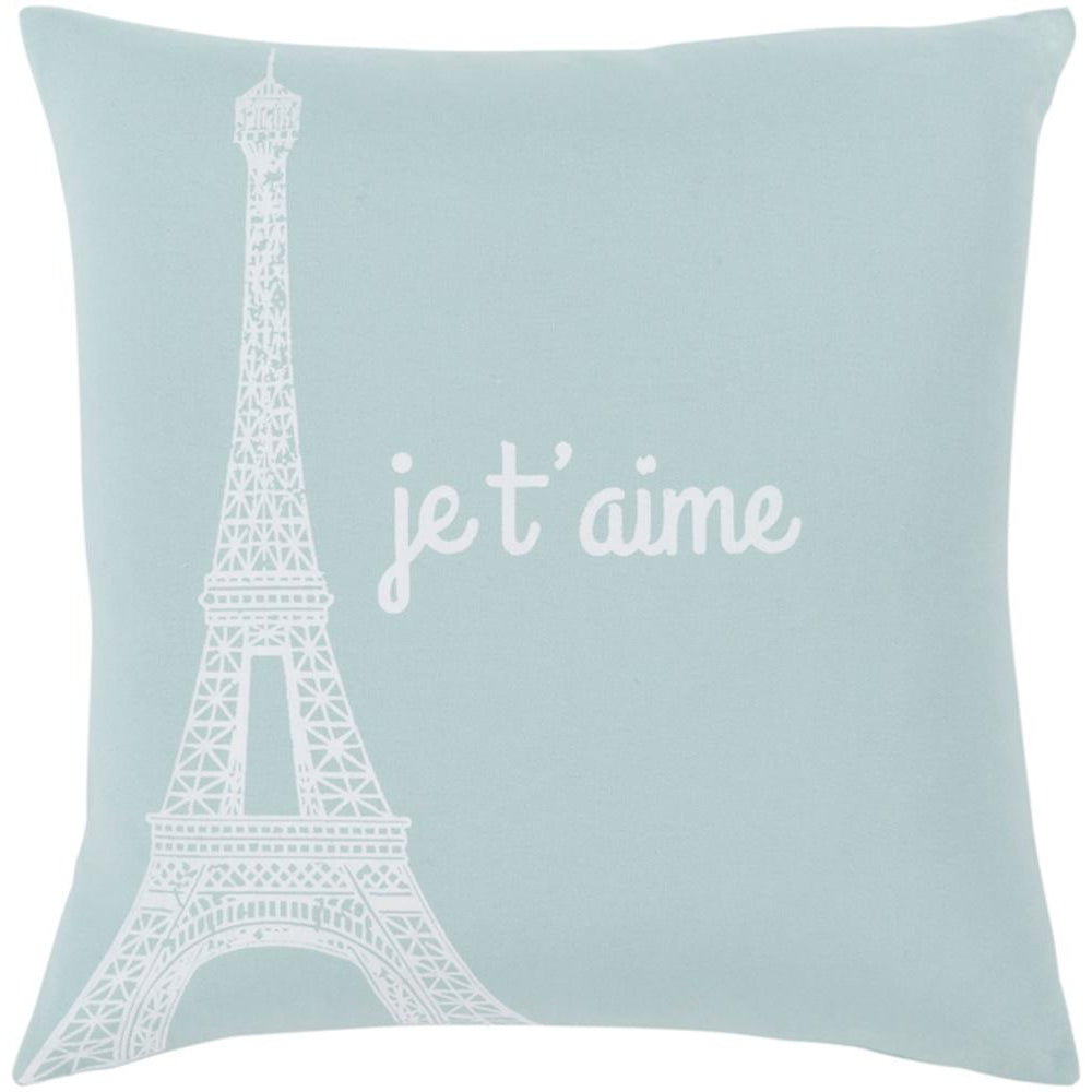 Surya Motto Transitional Ice Blue, White Pillow Cover MTT-007-Wanderlust Rugs
