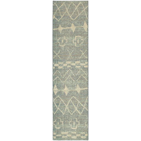 Image of Oriental Weavers Nomad 2163F 2' 7" X 10' 0" Contemporary Blue Beige Tribal Runner Rug-Wanderlust Rugs