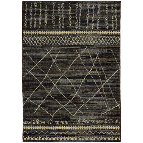 Image of Oriental Weavers Nomad 633N5 2' 7" X 10' 0" Contemporary Black Beige Tribal Runner Rug-Wanderlust Rugs