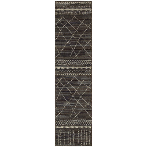 Image of Oriental Weavers Nomad 633N5 2' 7" X 10' 0" Contemporary Black Beige Tribal Runner Rug-Wanderlust Rugs