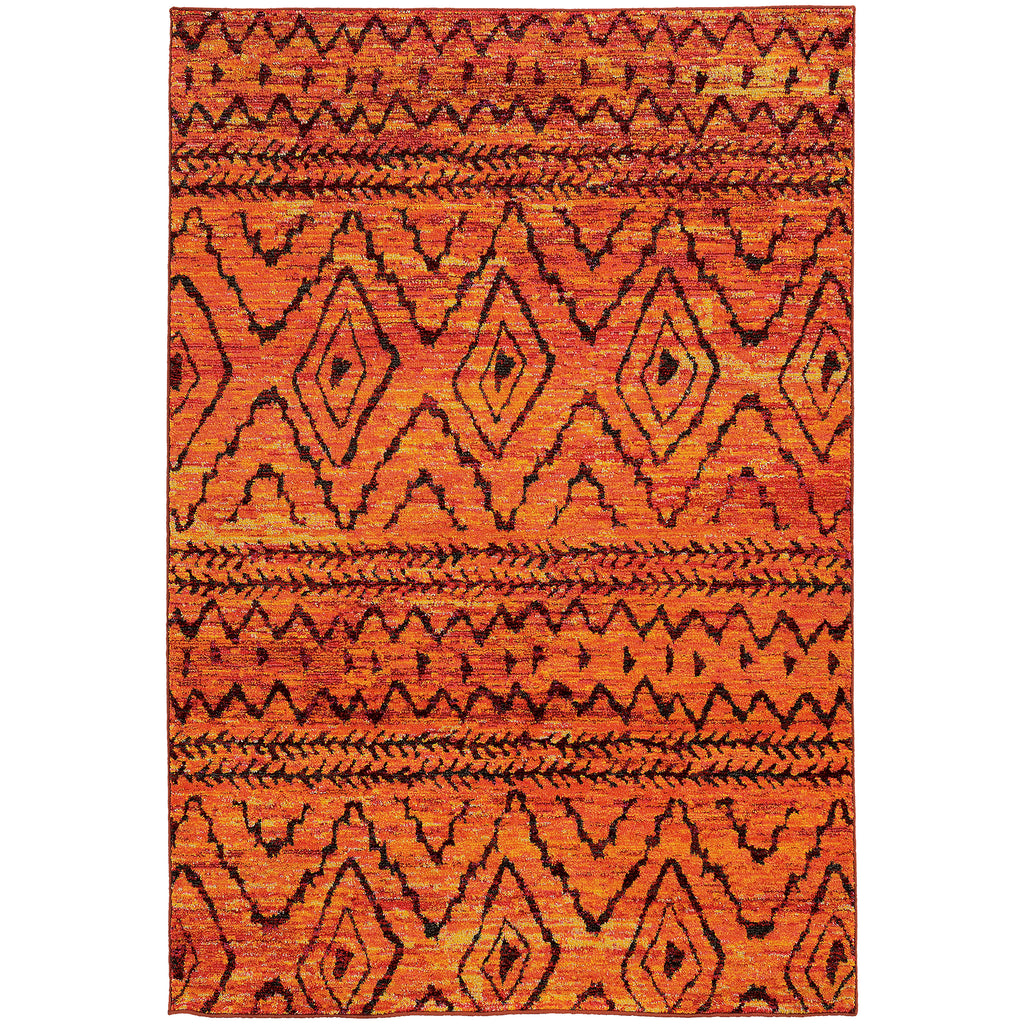 Oriental Weavers Nomad 8122O 2' 7" X 10' 0" Contemporary Orange Red Tribal Runner Rug-Wanderlust Rugs