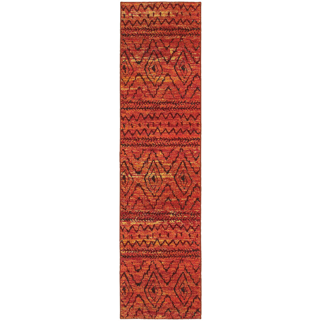Oriental Weavers Nomad 8122O 2' 7" X 10' 0" Contemporary Orange Red Tribal Runner Rug-Wanderlust Rugs